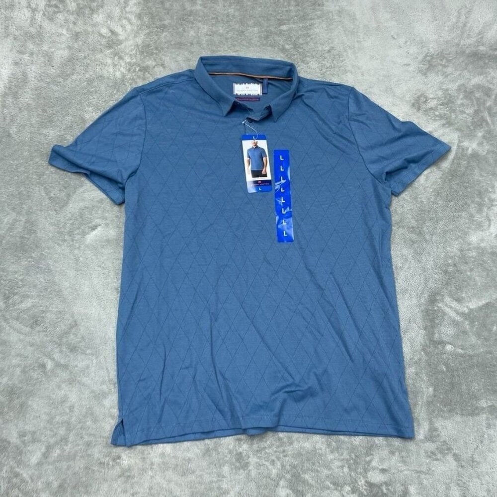 Modern Ambition Mens Recycled Polyester Cotton Polo L Blue Eco-Friendly a0234